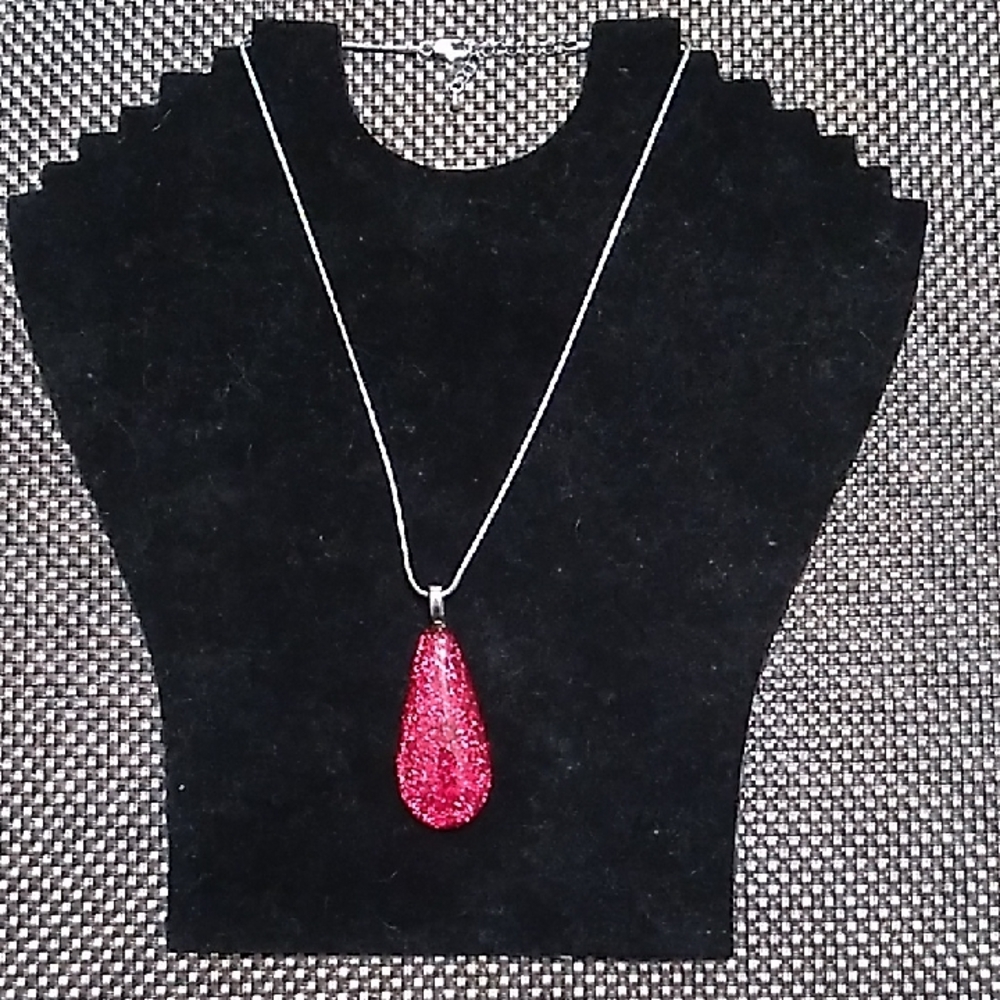 Deep Red Dichroic Glass Necklace